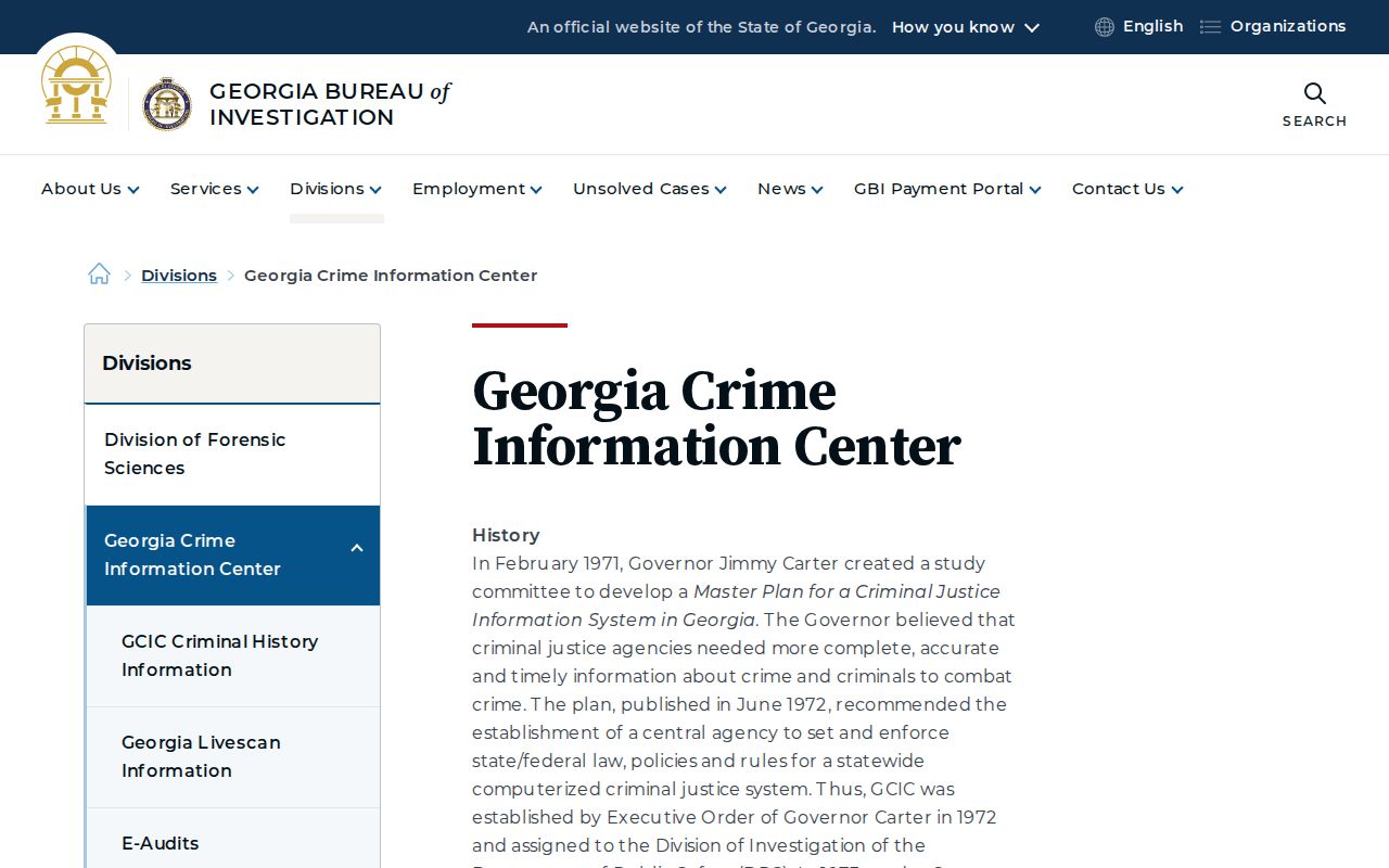 Towns County criminal history Georgia Crime Information Center page